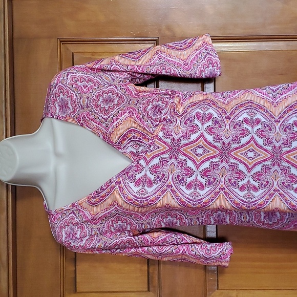 Prana Dresses Prana Size S Pink Geometric Knee Length Faux Wrap